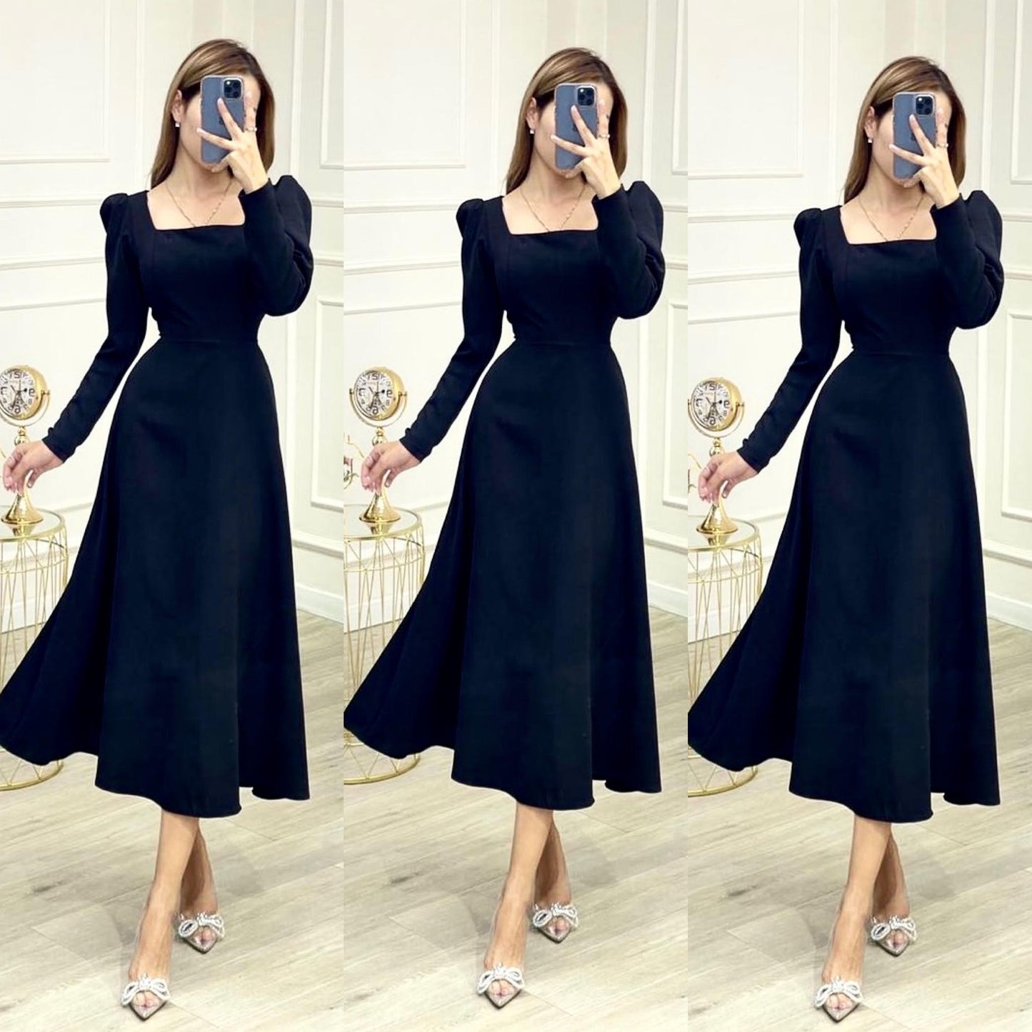 robe  classique  midi couleur noir