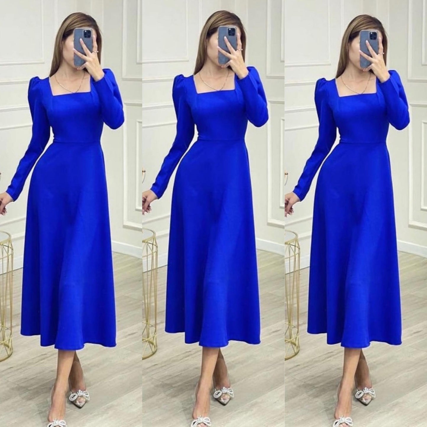 robe classique midi couleur bleu